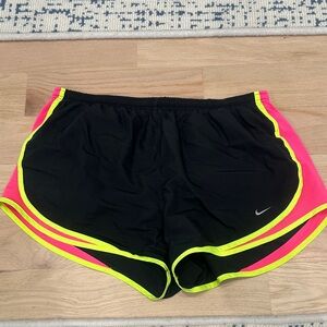 Nike Black Athletic Shorts with Neon Pink & Neon Yellow Trim